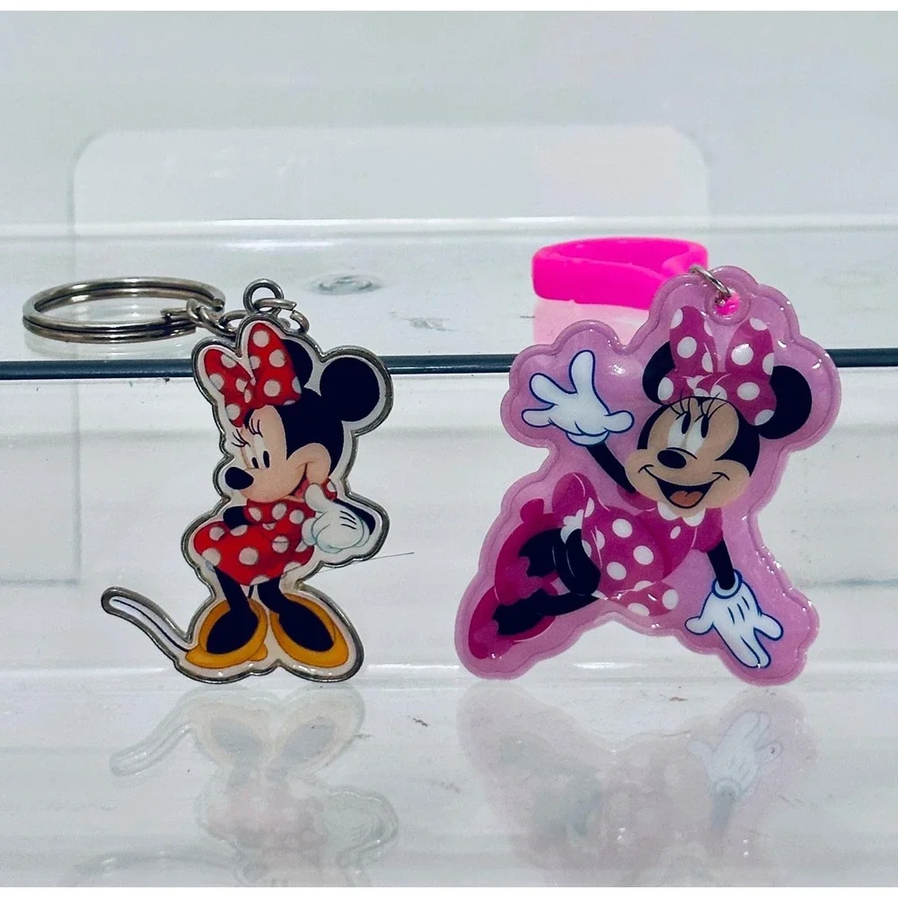 Disney Minnie Mouse Figurines Lot of‎ 10 and 2 Keychain Charms Collection